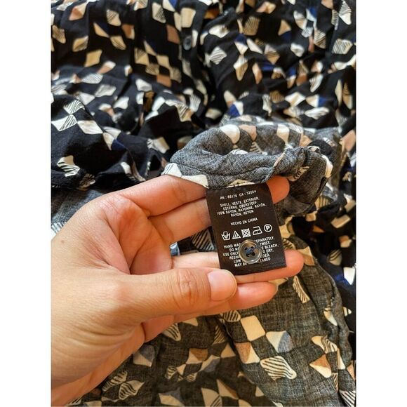 Anthropologie Maeve geometric print shirt dress with tie waist size medium - Picture 5 of 7